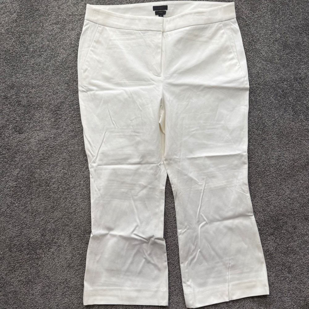J.Crew Re-Imagined Ivory White Cropped Flare Stretch Pants AJ420 Womens 16